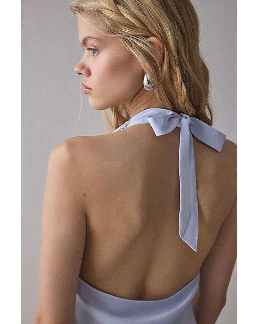 Urban Outfitters Purple Uo Alana Cowl Halter Slip Mini Dress