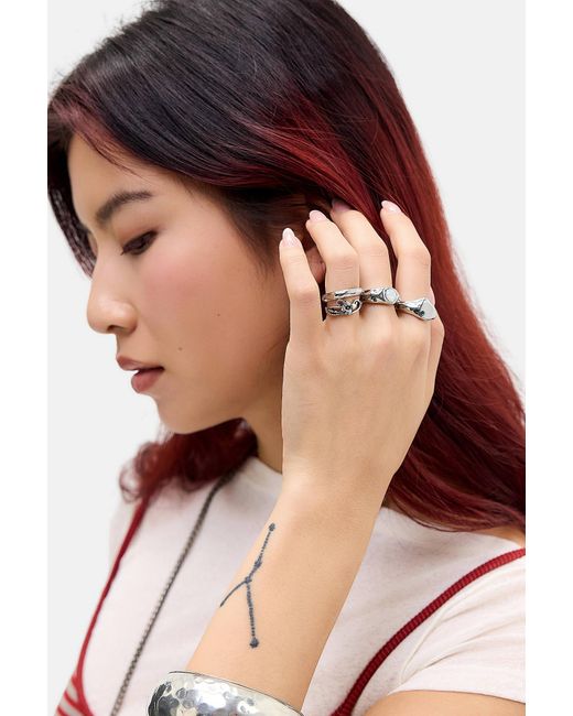 Silence + Noise Metallic Silence + Noise Chunky Signet Rings 3-pack