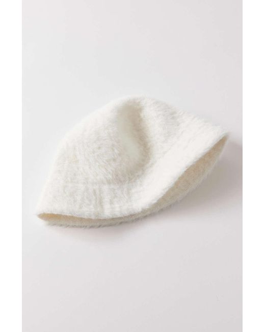 Urban Outfitters White Juno Fuzzy Bucket Hat