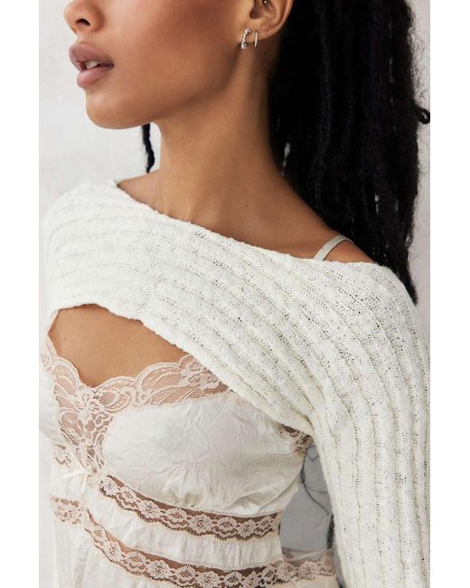 Urban Outfitters Natural Uo Ribbed Knit Shrug