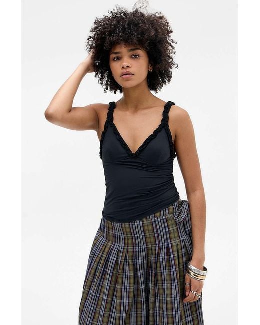 Out From Under Black Cammy Ruffle Mesh Cami