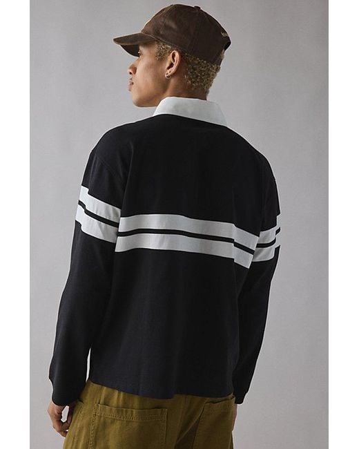 Urban Outfitters Black Guinness Embroidered Logo Rugby Shirt Top for men