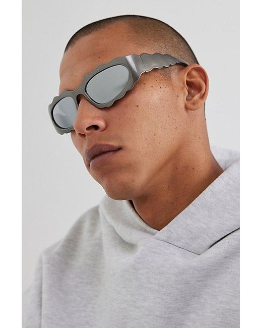 Urban Outfitters White Zenon Waaavy Shield Sunglasses for men