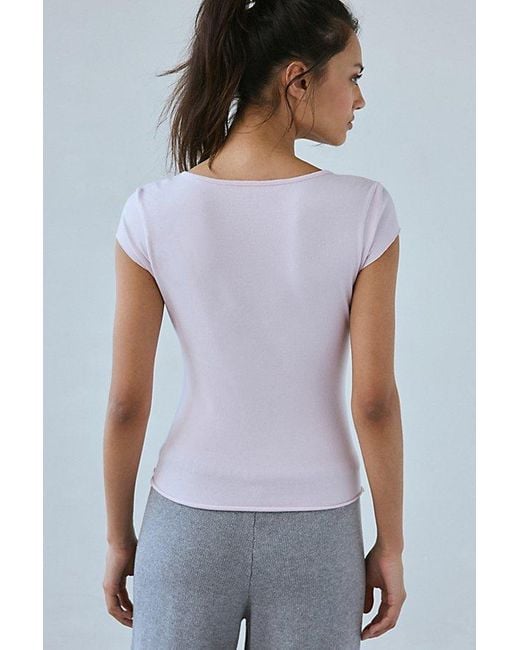Out From Under White Essential Cotton Compression Square Neck Baby Tee