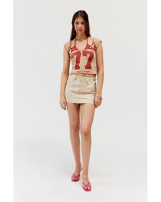 Urban Outfitters Natural Player 77 Graphic Baby Tee