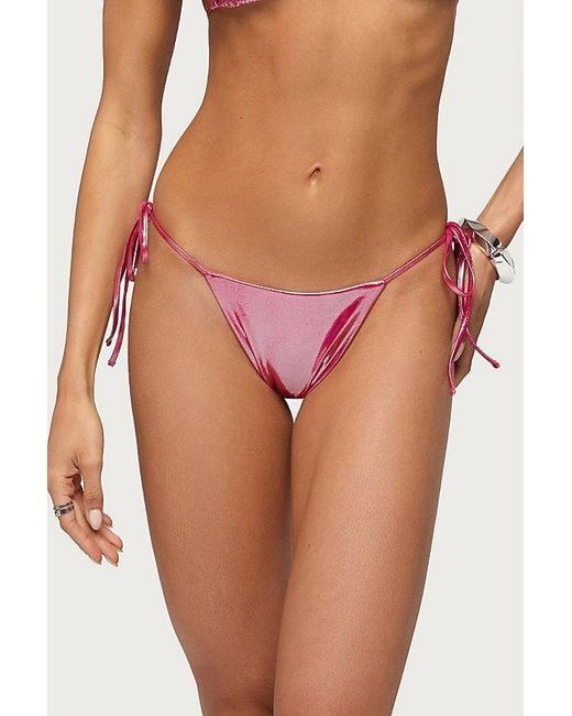 Edikted Pink Seffey Metallic String Bikini Bottom
