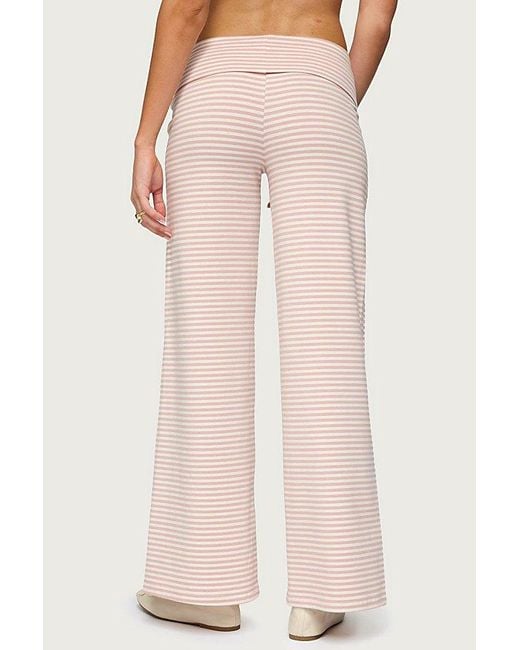 Edikted Pink Lilah Striped Fold Over Pants