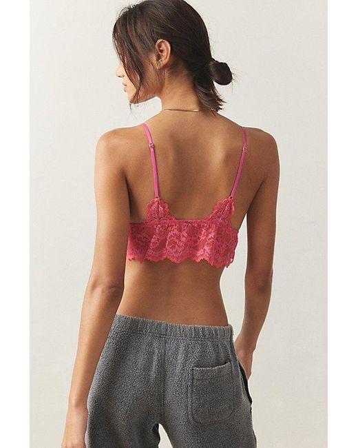 Out From Under Pink Budapest Love Lace Longline Bralette