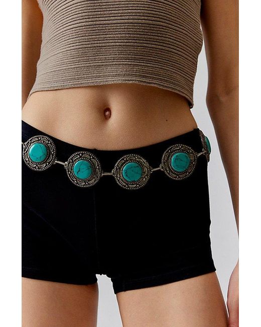 Urban Outfitters Black Callie Pressed Stone Chain Belt