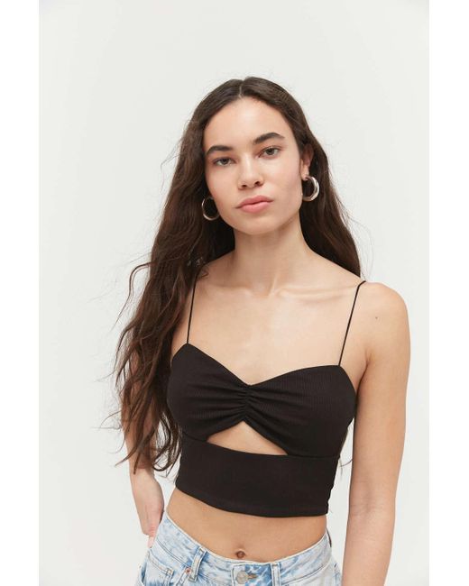 Urban Outfitters Uo Cannon Ribbed Cutout Cami in Black | Lyst Canada