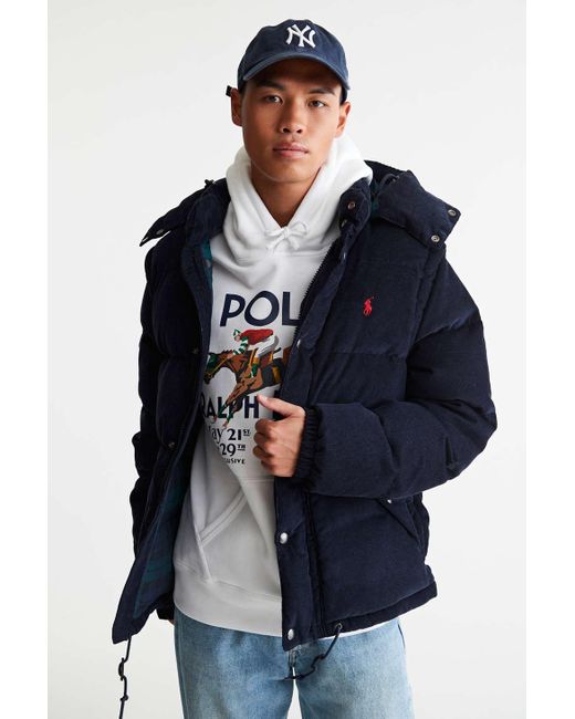 Polo Ralph Lauren Corduroy Boulder Puffer Jacket in Blue for Men | Lyst