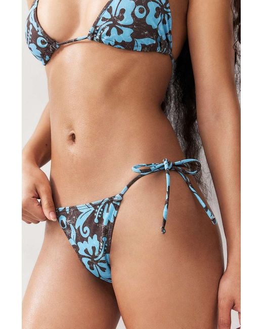 Out From Under Black Hibiscus Tie-side Tanga Bikini Bottoms