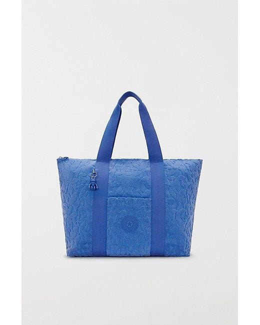 Kipling Blue Art Medium Resort Terry Cloth Tote Bag