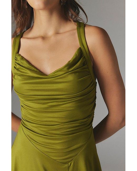 Silence + Noise Green Jordyn Asymmetrical Cross-Back Mini Dress
