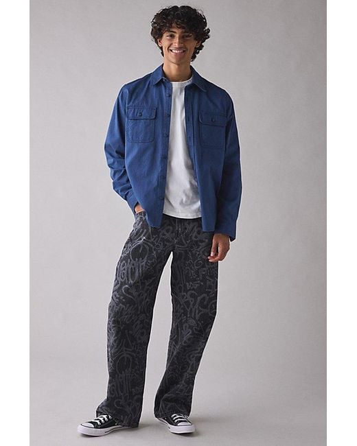 BDG Blue Nitro Graffiti Print Baggy Fit Jean for men