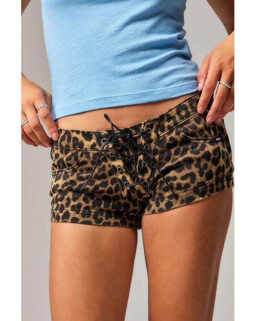 Minga Multicolor Leopard Print Micro Shorts 28 At Urban Outfitters
