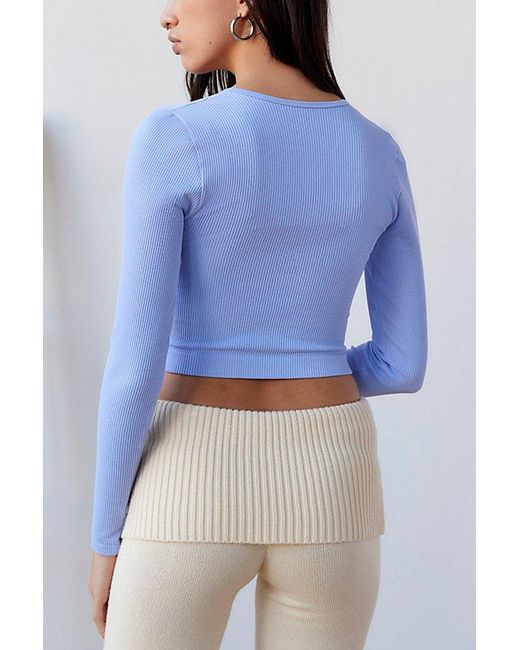 Out From Under Blue Claudia Seamless Henley Top
