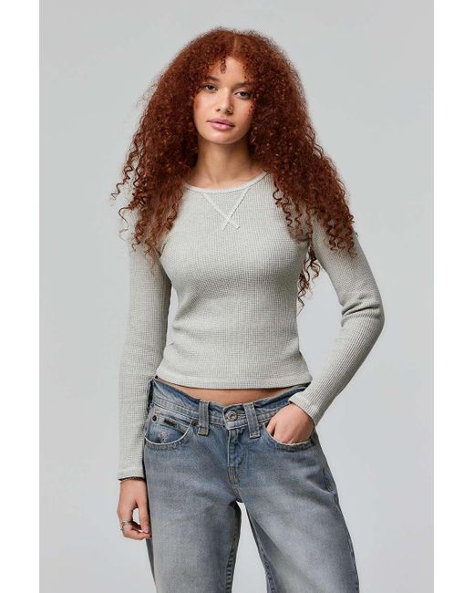 BDG Gray Waffle Knit Top