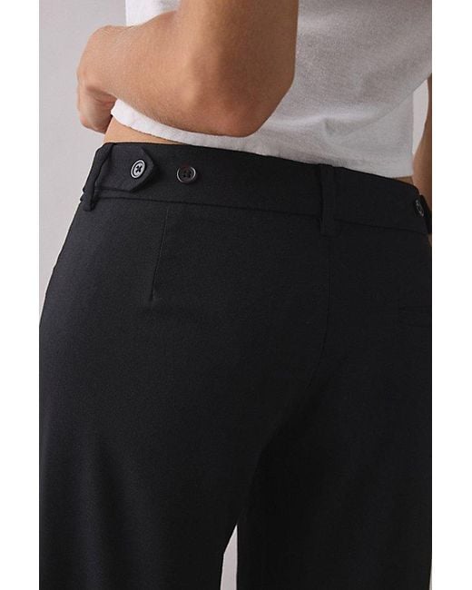 Kimchi Blue Black Office Siren Low-Rise Wide Leg Cropped Pant