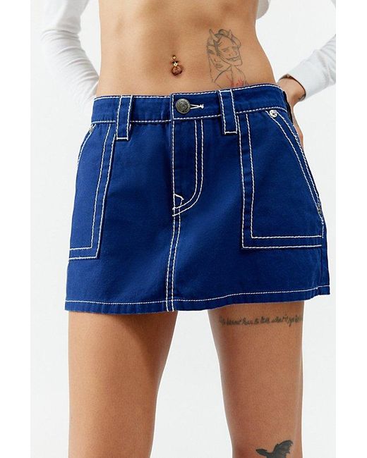 True Religion Blue Sadie Cargo Micro Mini Skirt