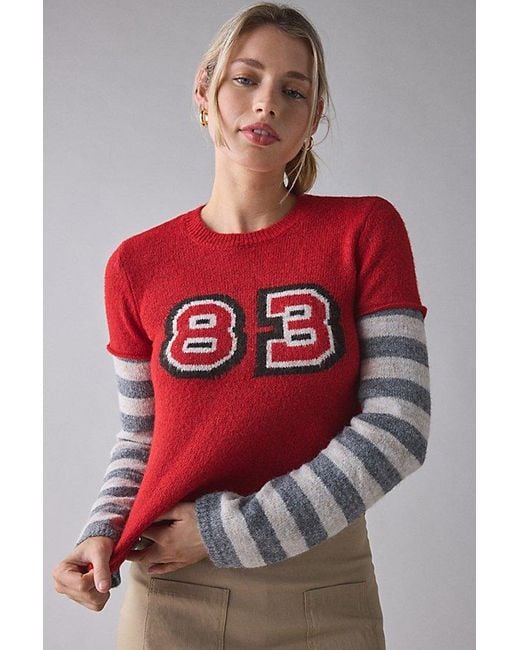 BDG Riley Graphic Long Sleeve Layered Sweater