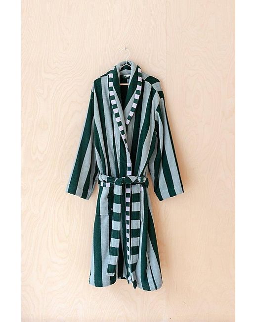 TBCo Green Striped Cotton Bath Robe