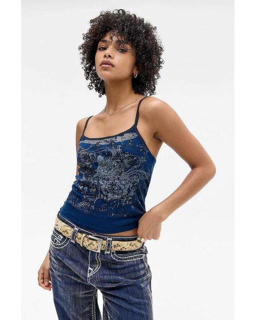Silence + Noise Blue Silence + Noise Chocolate Stamp Grunge Vest Jacket