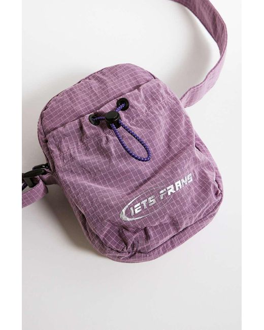 iets frans Green Purple Crinkle Grid Crossbody Bag for men