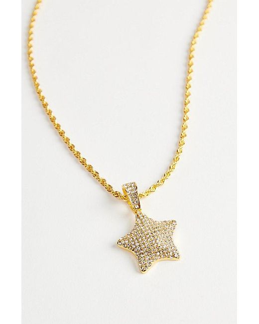 Urban Outfitters White Iced Star Pendant Necklace for men