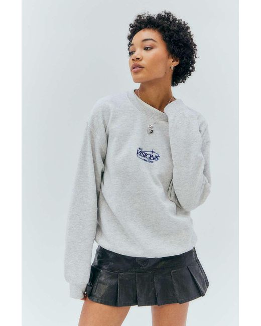 Urban Outfitters Gray Uo Visions Embroidered Sweatshirt