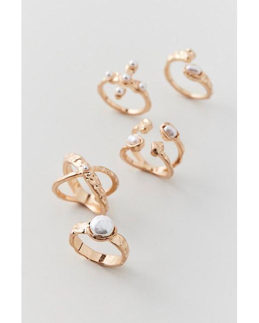 Urban Outfitters White Delicate Pearl Ring Set