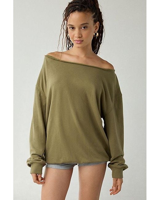 Out From Under Green Ariana Oversized Off-The-Shoulder Sweatshirt