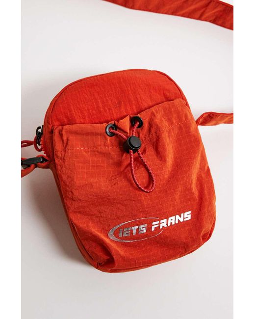 iets frans Red Crinkle Grid Crossbody Bag for men