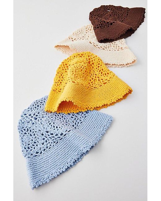 Urban Outfitters Yellow Lia Hand-Crochet Bucket Hat