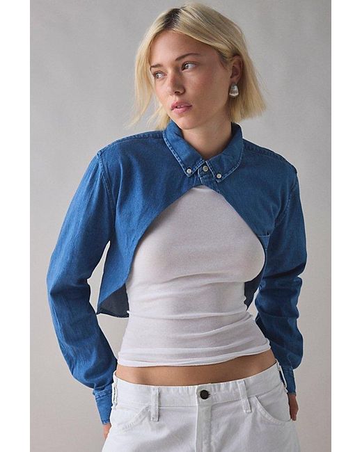 Vintage & ReMADE by UO Blue Remade By Uo Denim Shirt Bolero Top