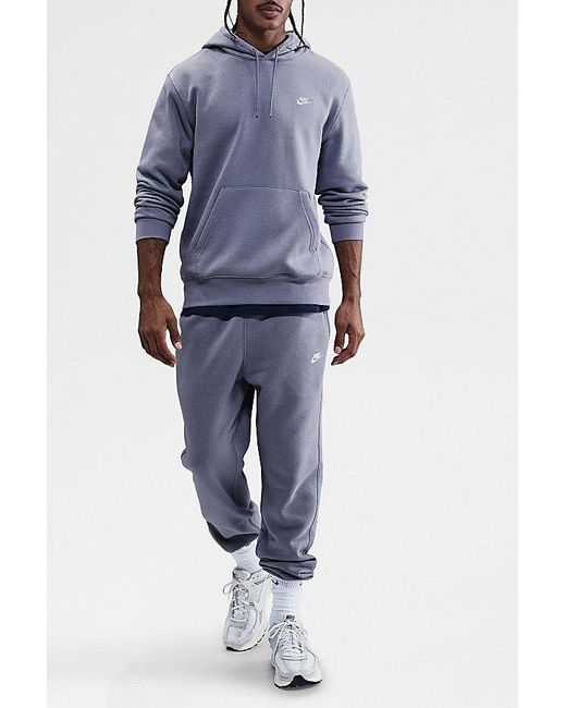 Nike Blue Club Logo Fleece Pullover Hoodie Sweatshirt for men