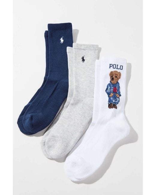 Polo Ralph Lauren Blue Americana Sport Bear Sock 3-pack