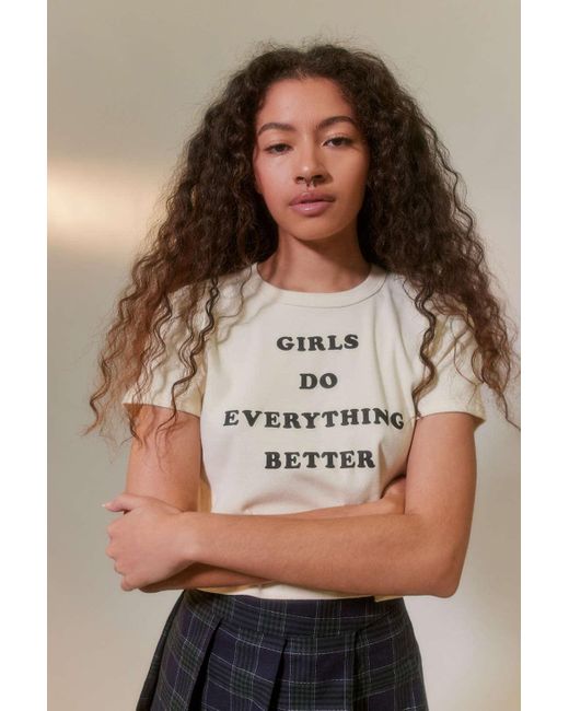 Urban Outfitters Natural Future State Girls Rule Baby Tee