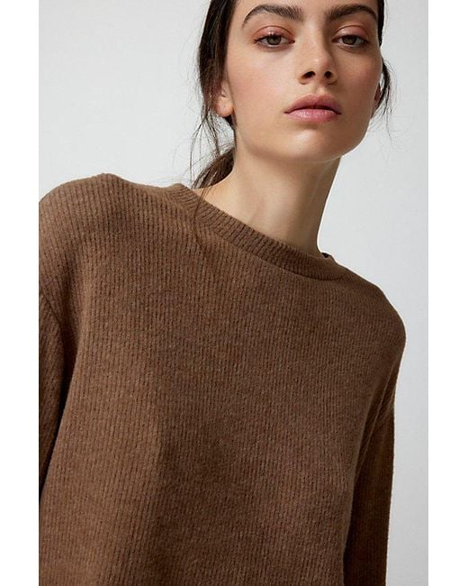 Urban Renewal Brown Remnants Cozy Ribbed Drippy Sleeve Sweater