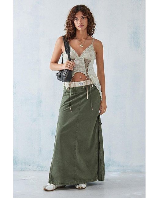 BDG Green Zip-Up Maxi Skirt