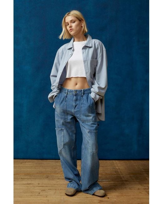 BDG Blue Julian Wide-leg Cargo Jean In Tinted Denim,at Urban Outfitters