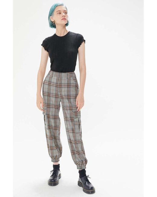 Urban Outfitters Gray Uo Checkered Cargo Jogger Pant