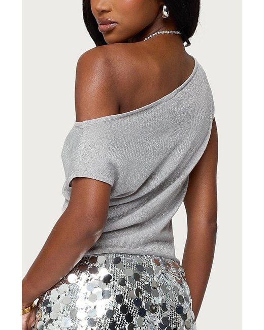 Edikted Black Holly Glitter Off Shoulder Top