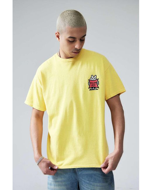 Urban Outfitters Metallic Uo Yellow Killer Acid T-shirt for men