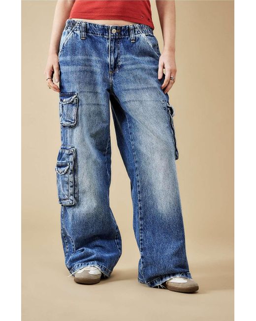 BDG Blue Y2k Cyber Cargo Light-wash Jeans