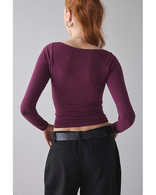 Out From Under Purple Ruby Square Neck Long Sleeve Cropped Tee