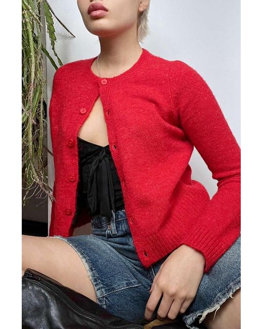 BDG Red Devan Cosy Cardigan