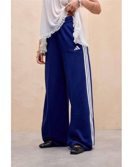 Adidas Blue Navy 3-stripes Wide Leg Track Pants