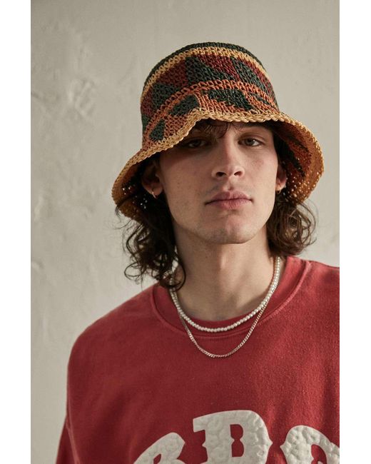 Urban Outfitters Uo Striped Straw Bucket Hat for Men Lyst UK