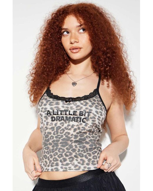 Urban Outfitters Multicolor Uo Leopard Print Slogan Cami Xs At